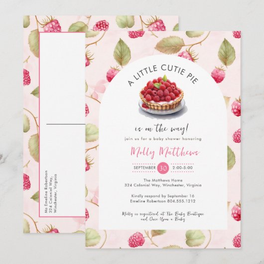 Little Cutie Pie Raspberry Baby shower Kaart (Voorkant / Achterkant)