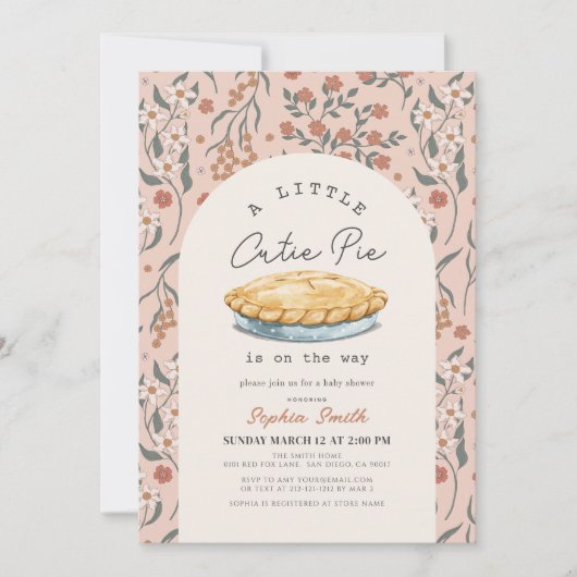 Little Cutie Pie Roze Bloemen Meisje Baby shower Kaart (Voorkant)