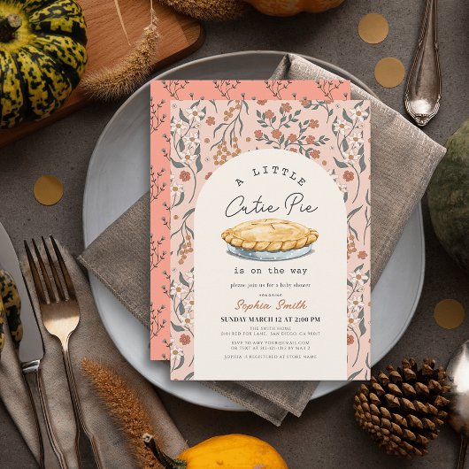 Little Cutie Pie Roze Bloemen Meisje Baby shower Kaart