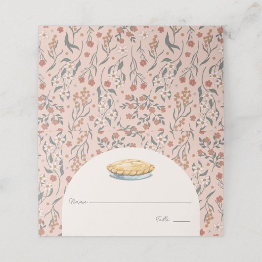 Little Cutie Pie Roze Bloemen Meisje Baby shower Plaatskaartje (Buitenkant ongevouwen)