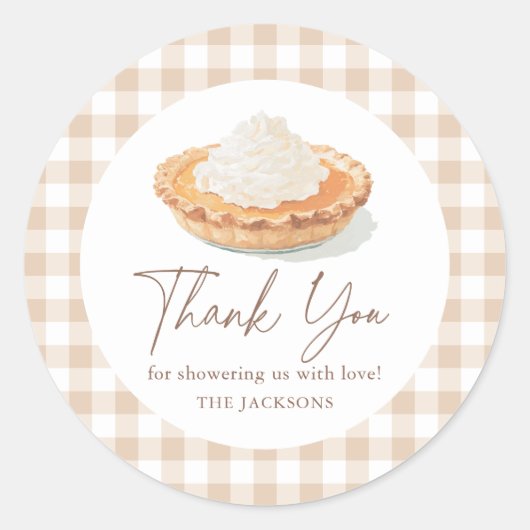 Little Cutie Pie Rustic Herfst Baby shower Ronde Sticker (Voorkant)