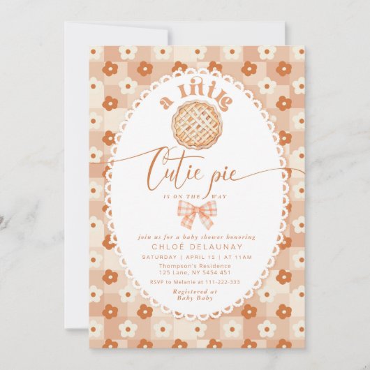 Little Cutie Pie Schattige  kanten baby shower Kaart (Voorkant)