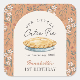 Little Cutie Pie Sinaasappel Bloemen Meisje 1e ver Vierkante Sticker