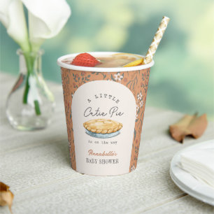 Little Cutie Pie Sinaasappel Floral Baby shower Papieren Bekers