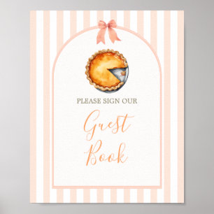 Little Cutie Pie Sinaasappel Gingham Guest Book Poster