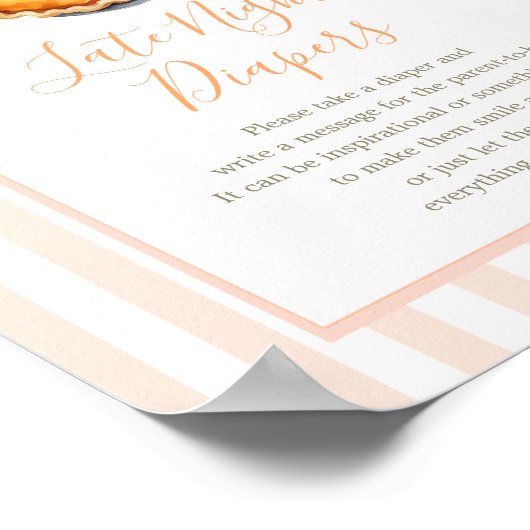 Little Cutie Pie Sinaasappel Gingham Late Night Lu Poster (Hoek)