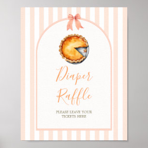 Little Cutie Pie Sinaasappel Gingham Luier Raffle Poster