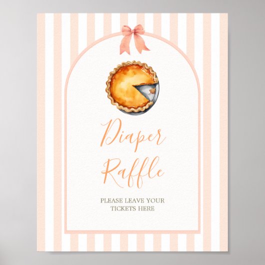 Little Cutie Pie Sinaasappel Gingham Luier Raffle Poster (Voorkant)