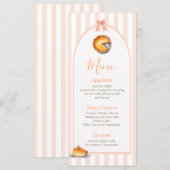 Little Cutie Pie Sinaasappel Gingham Verjaardagsme Menu (Voorkant / Achterkant)