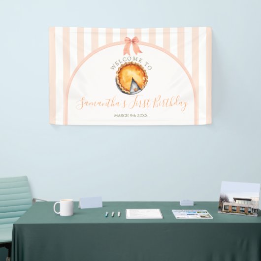 Little Cutie Pie Sinaasappel Gingham Welkom Groot Spandoek (Beurs)