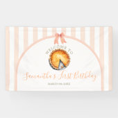 Little Cutie Pie Sinaasappel Gingham Welkom Groot Spandoek (Horizontaal)