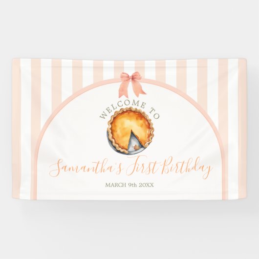 Little Cutie Pie Sinaasappel Gingham Welkom Groot Spandoek (Horizontaal)