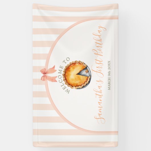 Little Cutie Pie Sinaasappel Gingham Welkom Groot Spandoek (Verticaal)