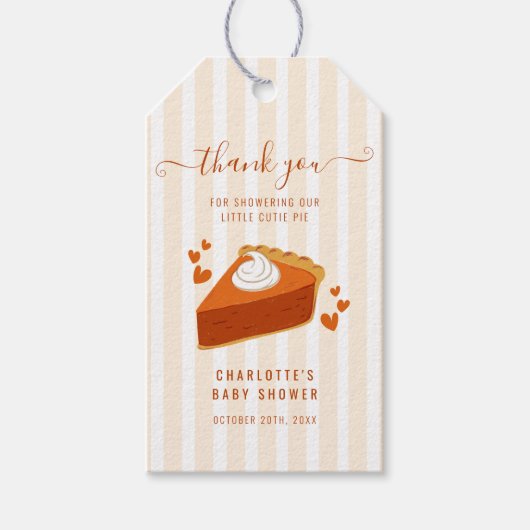 Little Cutie Pie Strepen Baby Shower Bedankt Cadeaulabel (Voorkant)