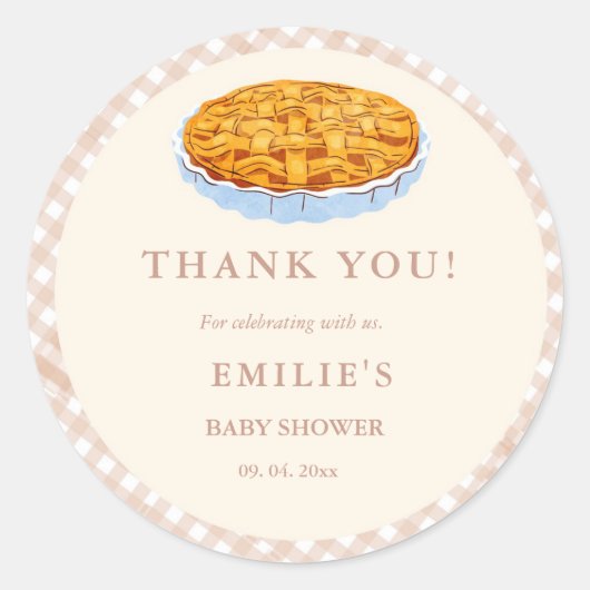 Little Cutie Pie Thanksgiving Baby shower Bedankt Ronde Sticker (Voorkant)