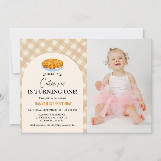 Little Cutie Pie Thanksgiving Wit 1e Verjaardag Kaart (Voorkant)