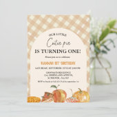 Little Cutie Pie Thanksgiving Wit 1e Verjaardag Kaart (Staand voorkant)