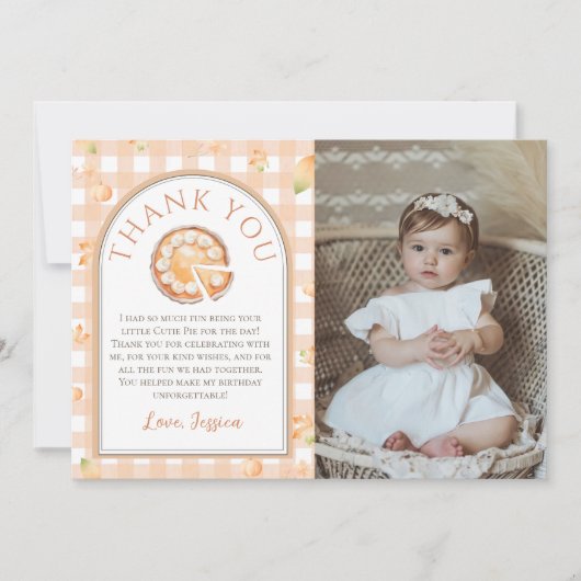 Little Cutie Pie Verjaardag Foto Dank u kaart (Voorkant)