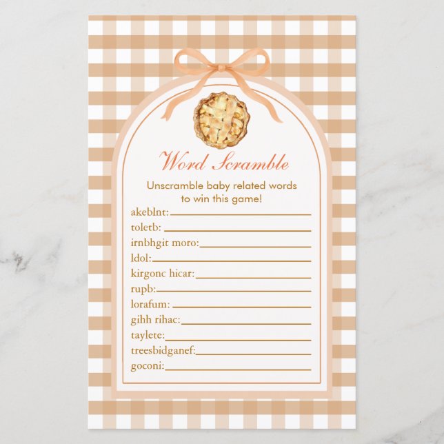 Little Cutie Pie Word Scramble 1e verjaardag (Voorkant)