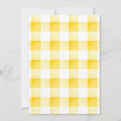 Little Cutie Pie Yellow Gingham geruite Baby showe Kaart (Achterkant)