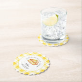 Little Cutie Pie Yellow Gingham geruite Baby showe Kartonnen Onderzetters (Insitu)