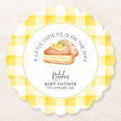 Little Cutie Pie Yellow Gingham geruite Baby showe Kartonnen Onderzetters (Voorkant)