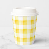 Little Cutie Pie Yellow Gingham geruite Baby showe Papieren Bekers (Achterkant)