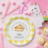 Little Cutie Pie Yellow Gingham geruite Baby showe Papieren Bordje (Feest)