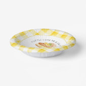 Little Cutie Pie Yellow Gingham geruite Baby showe Papieren Kommen (Gebogen)