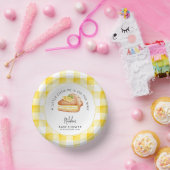 Little Cutie Pie Yellow Gingham geruite Baby showe Papieren Kommen (Feest)