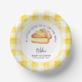 Little Cutie Pie Yellow Gingham geruite Baby showe Papieren Kommen (Voorkant)