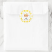 Little Cutie Pie Yellow Gingham geruite Baby showe Ronde Sticker (Tas)