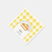 Little Cutie Pie Yellow Gingham geruite Baby showe Servet (Hoek)