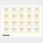 Little Cutie Pie Yellow Gingham geruite Baby showe Vierkante Sticker (Vel)
