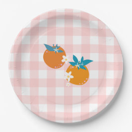 Little Cutie Pink Gingham Borden Papieren Bordje
