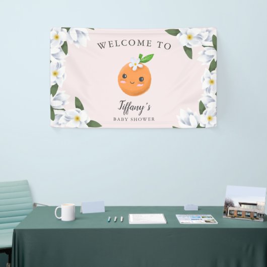 Little Cutie Roze Citrus Bloemen Welkom Spandoek (Beurs)