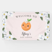Little Cutie Roze Citrus Bloemen Welkom Spandoek (Horizontaal)