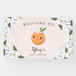 Little Cutie Roze Citrus Bloemen Welkom Spandoek