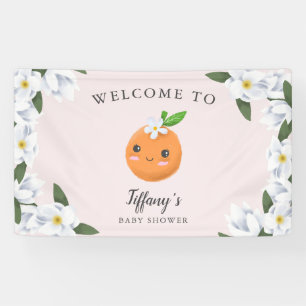 Little Cutie Roze Citrus Bloemen Welkom Spandoek