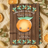 Little Cutie Rustic Citrus Clementines Baby shower Kaart