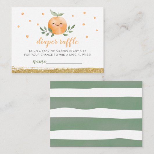 Little Cutie Sage Groene Luier Raffle Baby shower Informatiekaartje (Voorkant / Achterkant)
