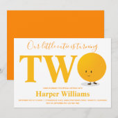 Little Cutie Sinaasappel 2e verjaardag Uitnodiging (Voorkant / Achterkant)