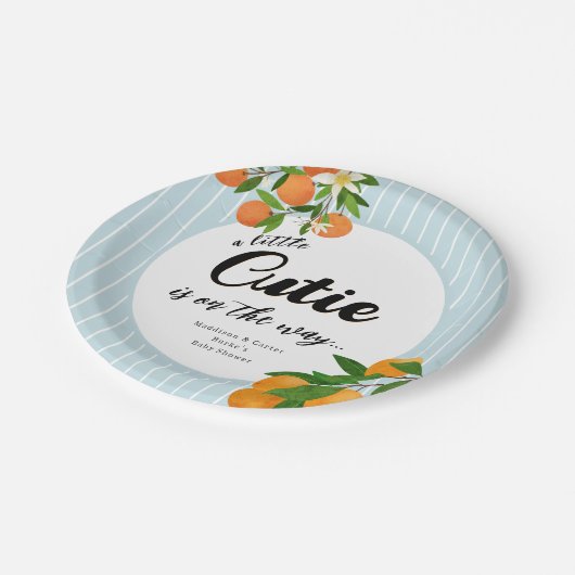 Little Cutie Sinaasappel Baby shower - Biologische Papieren Bordje (Gekanteld)