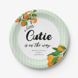 Little Cutie Sinaasappel Baby shower - Biologische Papieren Bordje
