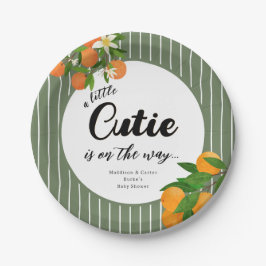 Little Cutie Sinaasappel Baby shower - Biologische Papieren Bordje