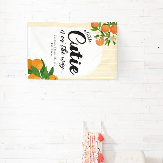 Little Cutie Sinaasappel Baby shower - Biologische Spandoek (Insitu)