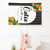 Little Cutie Sinaasappel Baby shower - Biologische Spandoek (Insitu)