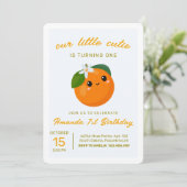 Little Cutie Sinaasappel Citrus 1e Verjaardagsuitn Kaart (Staand voorkant)