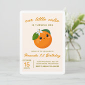 Little Cutie Sinaasappel Citrus 1e Verjaardagsuitn Kaart (Staand voorkant)