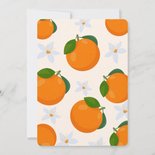 Little Cutie Sinaasappel Citrus 1e Verjaardagsuitn Kaart (Achterkant)